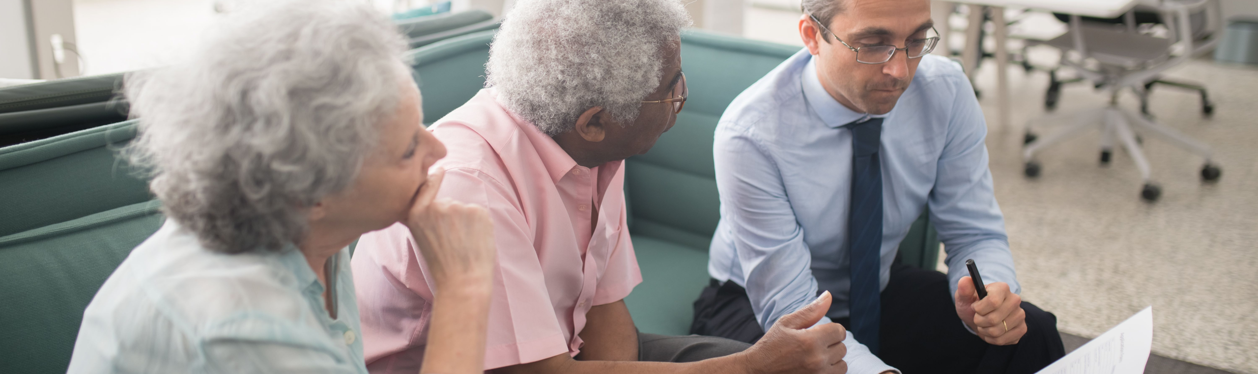 Elder woman consulting lawyer